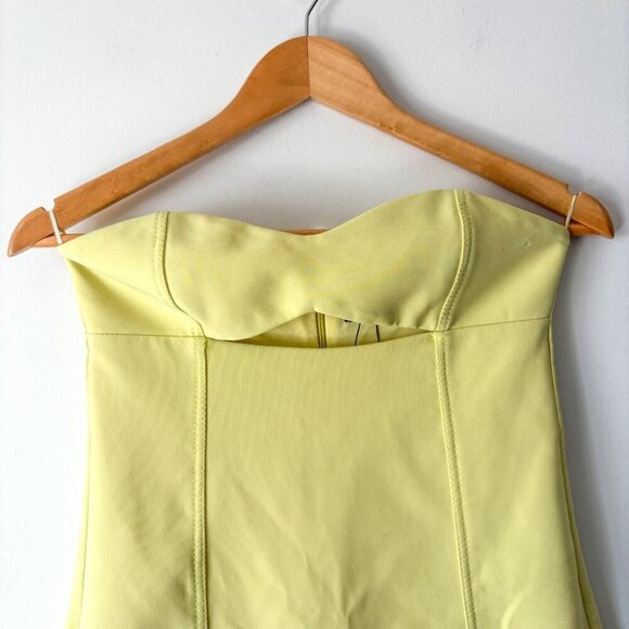 Zara Strapless Cut Out Dress Pastel Yellow Size Small - Picture 9 of 12